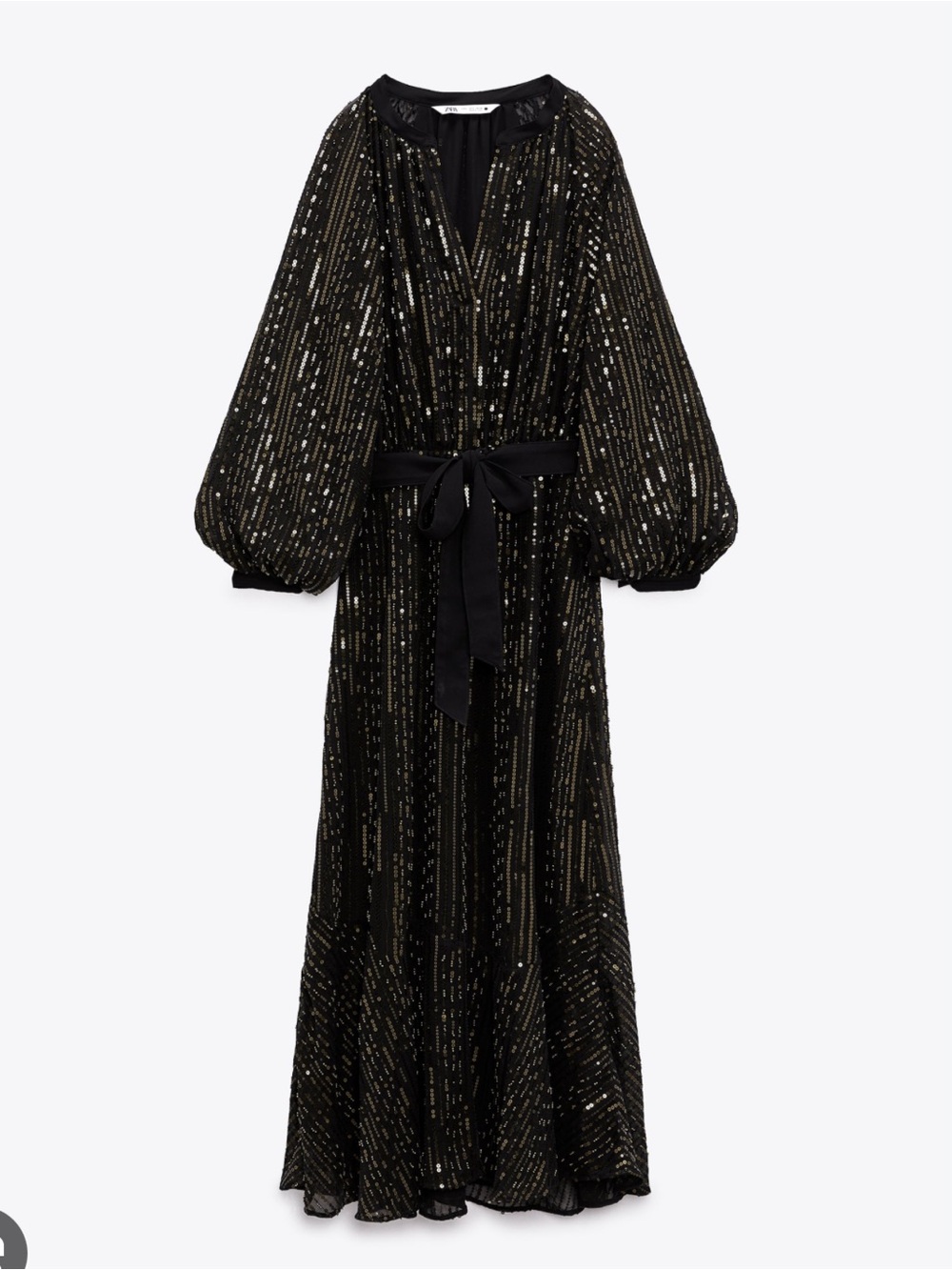 Zara Black Maxi Dress with Gold Sequin Details